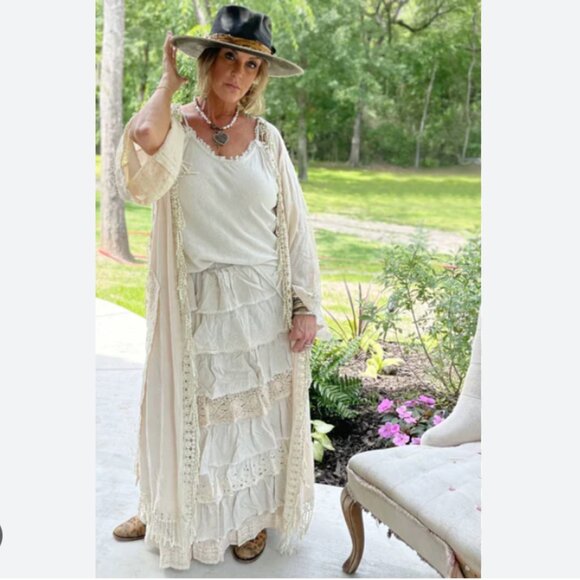 Jaded Gypsy | Layers Of Love Skirt Tiered Ruffle Lace Maxi Skirt Boho One Size - Picture 2 of 12